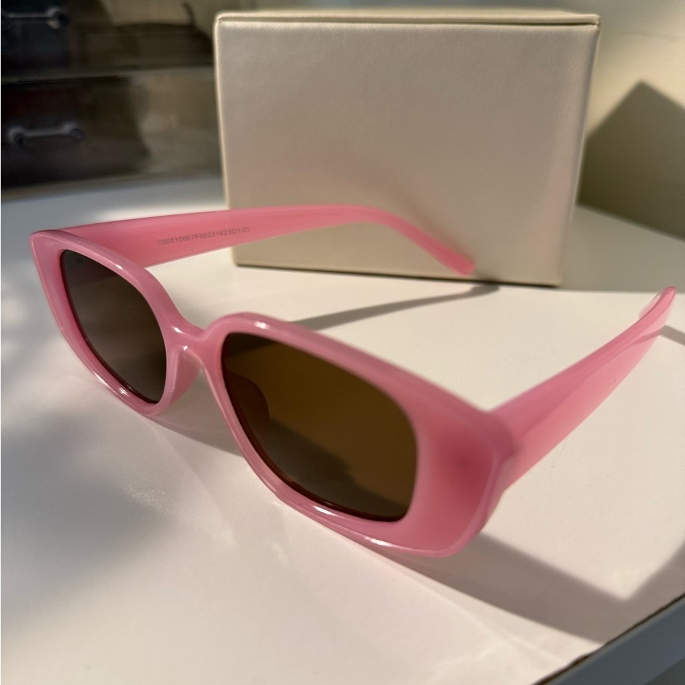 Pink Rectangular Sunglasses - Picture 5 of 9